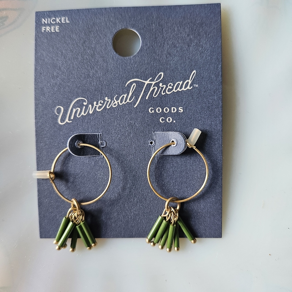 Small hoop earrings w/beads. Fashion jewelry.